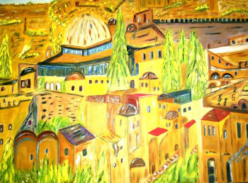 Obra contemporánea nombrada « Vieille ville  (Impressionnisme) », Hecho por ISRADAN