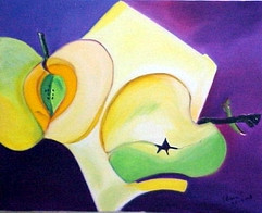 Obra contemporánea nombrada « Pomme jaune  (Cubisme) », Hecho por ISRADAN