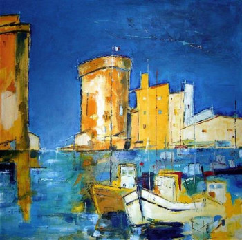 Obra contemporánea nombrada « Le Port de La Rochelle », Hecho por CHRISTIAN MENARD