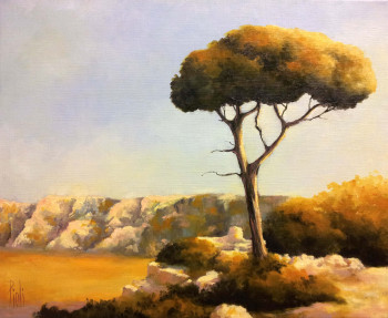 Obra contemporánea nombrada « Lumière dorée sur les alpilles », Hecho por SYLVIE PIOLI
