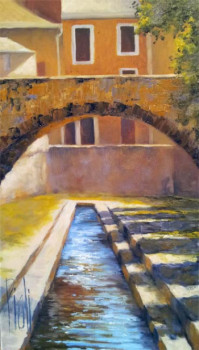 Obra contemporánea nombrada « Le pont de Roquevaire en Provence », Hecho por SYLVIE PIOLI