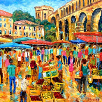 Obra contemporánea nombrada « Marché des arceaux », Hecho por BERNARD NICOLAS