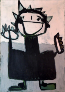 Obra contemporánea nombrada « Huile réalisée à partir d'un dessin d'enfant - 1980 », Hecho por DOMINIQUE DUPONT DARTEVELLE
