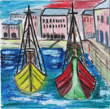 Obra contemporánea nombrada « Bateaux au port », Hecho por MICHEL GAY
