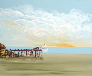 Obra contemporánea nombrada « Pornic », Hecho por BERNARD CAHUE