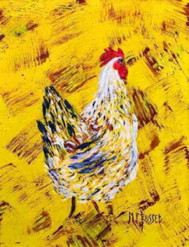 Obra contemporánea nombrada « LA POULE JAUNE », Hecho por MARIE-FRANCE BUSSET