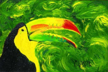 Obra contemporánea nombrada « LE TOUCAN A POITRINE JAUNE », Hecho por MARIE-FRANCE BUSSET