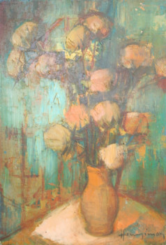 Obra contemporánea nombrada « 02633 - Bouquet de chardons », Hecho por HENRY SIMON