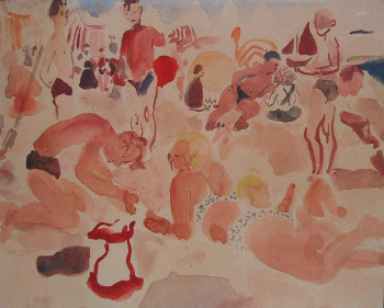 Obra contemporánea nombrada « 00113 - La plage », Hecho por HENRY SIMON