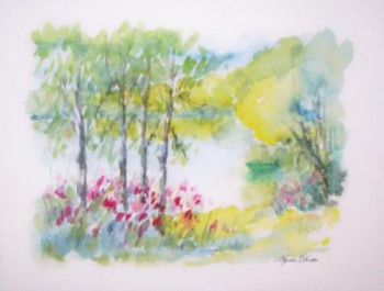Obra contemporánea nombrada « Fleurs en bord d'étang », Hecho por AGNèS DORTU