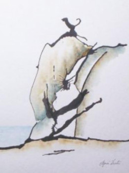 Obra contemporánea nombrada « Les Moaîs, Ile de Pâques », Hecho por AGNèS DORTU