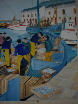 Obra contemporánea nombrada « "arrivée des sardiniers" 1960 Le Croisic », Hecho por QUEM