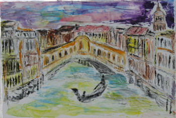 Obra contemporánea nombrada « Venise Le Rialto », Hecho por MICHEL GAY