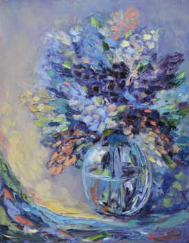 Obra contemporánea nombrada « Bouquet de lilas  », Hecho por LIUBOV