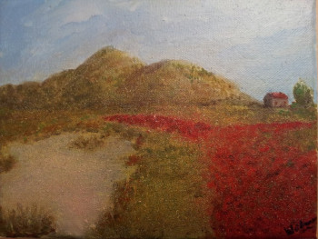 Obra contemporánea nombrada « champ de coquelicots », Hecho por CHRISTOPHE WEIDMANN
