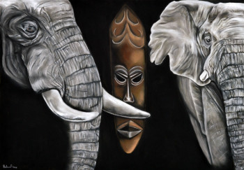 Obra contemporánea nombrada « Esprit de la savane Africaine », Hecho por HéLèNE ROUX