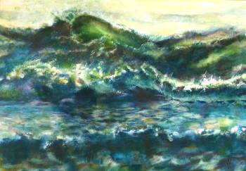 Obra contemporánea nombrada « La vague verte », Hecho por WATTIER