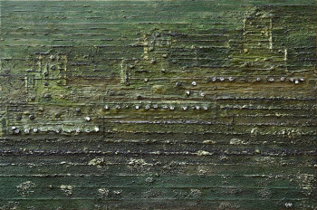 Obra contemporánea nombrada « Champ de lave argentée #131 », Hecho por KLARA
