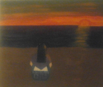 Obra contemporánea nombrada « la nuit sur la plage », Hecho por CATHERINE NICOLAS
