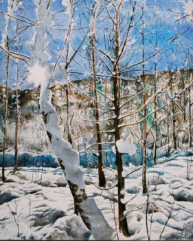 Obra contemporánea nombrada « Le Bouvreuil sous la neige », Hecho por JEAN-LUC CELCE