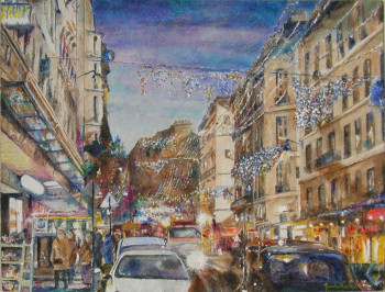 Obra contemporánea nombrada « Noël, rue du poteaux, Paris XVIII° », Hecho por JEAN-LUC CELCE