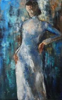 Obra contemporánea nombrada « Femme en blanc », Hecho por LENA B
