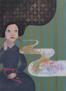 Obra contemporánea nombrada « "Night smoker" », Hecho por MUTSUMI KAWASAKI