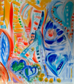 Obra contemporánea nombrada « Tous ces jolis ptits coeurs! », Hecho por FARIDA LOUNIS