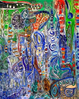 Obra contemporánea nombrada « Peinture 2681 », Hecho por FARIDA LOUNIS