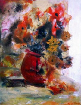 Obra contemporánea nombrada « Le vase rouge », Hecho por GUILLOU