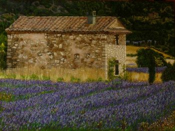 Obra contemporánea nombrada « LAVANDE EN PROVENCE », Hecho por MICHELINE HANRARD LADOUL MHL.