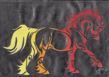 Obra contemporánea nombrada « Cheval d'Enfer », Hecho por SAMACHER