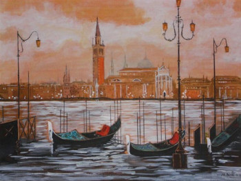 Obra contemporánea nombrada « CREPUSCULE A VENISE », Hecho por MICHEL MORLOT