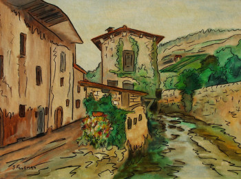 Obra contemporánea nombrada « Village du Perche », Hecho por JOëL