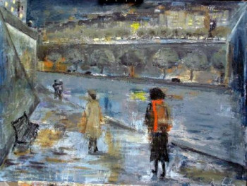 Obra contemporánea nombrada « Bord de Seine 1 », Hecho por GUILLOU