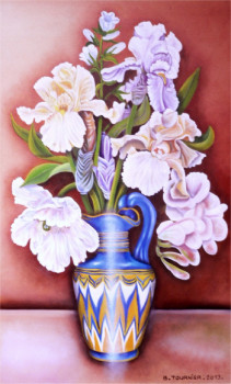 Obra contemporánea nombrada « Les iris au vase égyptien », Hecho por ABERNARDO
