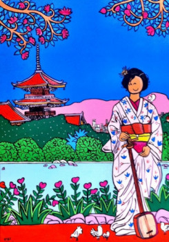 Obra contemporánea nombrada « Une Japonaise », Hecho por STEF