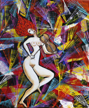 Obra contemporánea nombrada « Woman playing violin », Hecho por MAYA MALAGA
