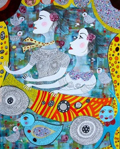 Obra contemporánea nombrada « Sur la route enchantée », Hecho por CLAUDINE LOQUEN