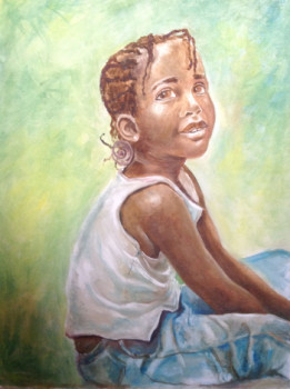 Obra contemporánea nombrada « Portrait d'enfant assise », Hecho por PELZOUNE