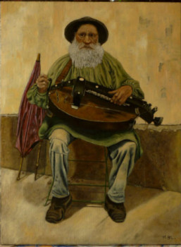 Obra contemporánea nombrada « CEVENOL JOUEUR DE VIELLE », Hecho por MICHELINE HANRARD LADOUL MHL.