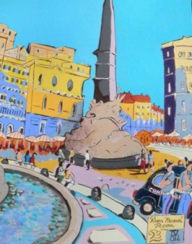 Obra contemporánea nombrada « Piazza navona », Hecho por PB