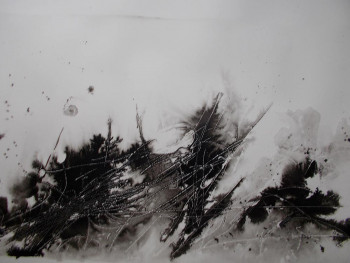 Obra contemporánea nombrada « Encre de chine (7b) », Hecho por MARTINE MOREAU
