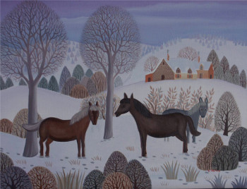 Obra contemporánea nombrada « chevaux dans la neige », Hecho por CHRISTIAN VATAN