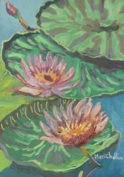 Obra contemporánea nombrada « Petits lotus », Hecho por MARICHALTON
