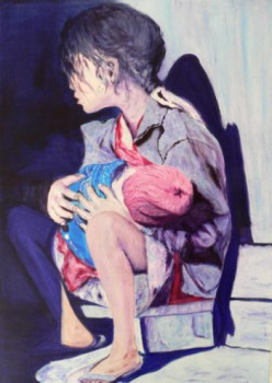 Obra contemporánea nombrada « petite maman », Hecho por FRANçOISE DELEGLISE