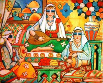 Obra contemporánea nombrada « Trois musisiènnes algeroises », Hecho por BARA