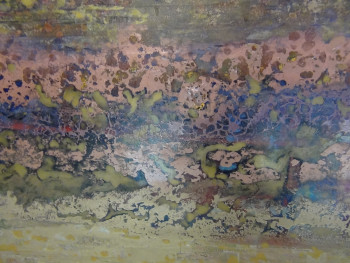 Obra contemporánea nombrada « TACHISME  2015  n6- CREATION  SUR  BOIS  et  TECHNIQUES    DIVERSES », Hecho por ASGRAPHE2023