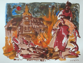 Obra contemporánea nombrada « Bombardement Mortsel 5 avril 1943 Belgique . Commémoration », Hecho por MARLEEN MELENS