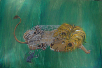 Obra contemporánea nombrada « Le lion et le rat », Hecho por SYLVIE RABATEL